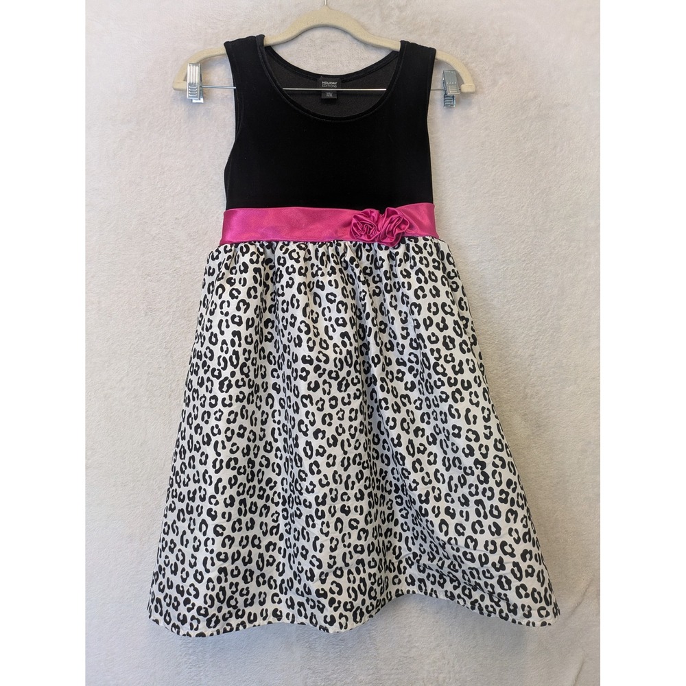 Holiday Editions Girls XL 14/16 Velvet Leopard Print‎ Party Dress Pink Rosette